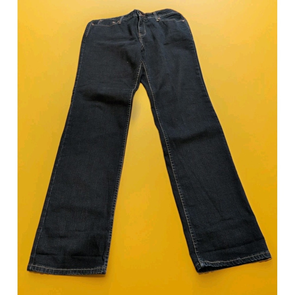 Levi Strauss Signature Womens Mid Rise Straight 12 Long Jeans Dark Wash Stretch